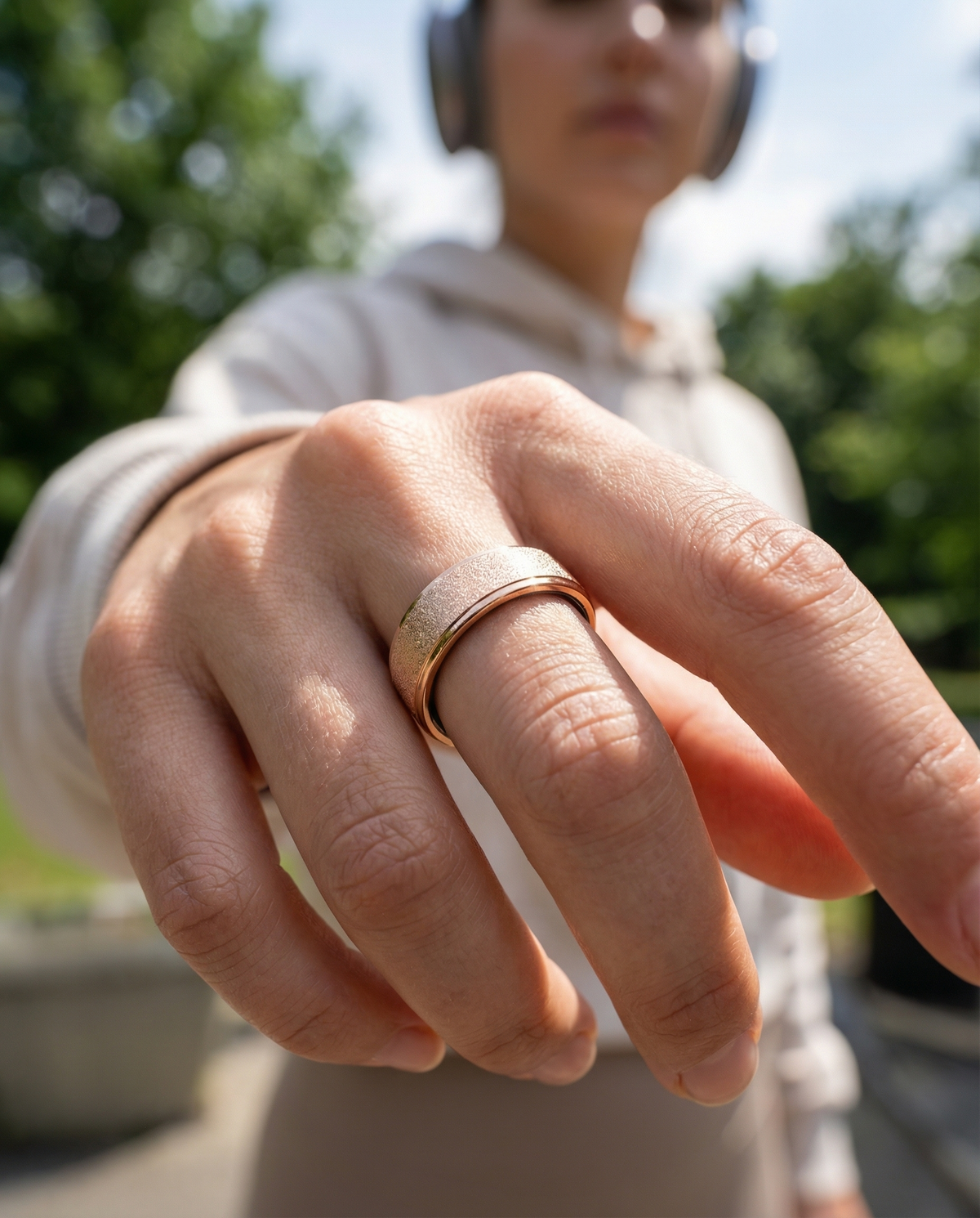 Halo Ring 4 smart ring, lifestyle photo 3 - Frosted Gold