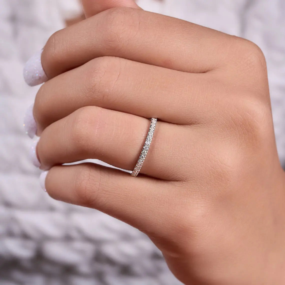 Dainty Ring with cubic zirconia stones, photo 3