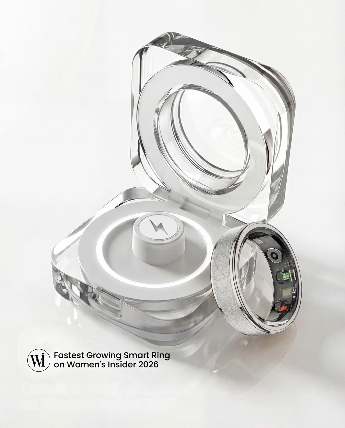 Halo Ring 4 smart ring, product photo 1 - Frosted Silver